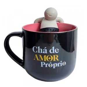 CANECA COM INFUSOR CHÁ DE AMOR PRÓPRIO - ZONA CRIATIVA