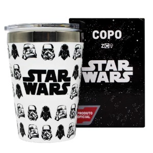 COPO VIAGEM SNAP 300ML STORMTROOPERS E DARTH VADER ZONA CRIATIVA