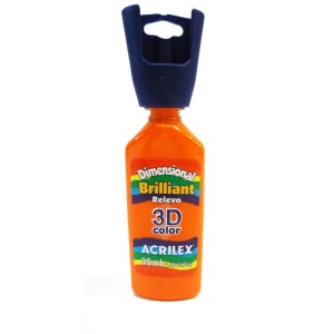 TINTA DIMENSIONAL BRILHANTE RELEVO 3D LARANJA 517 ACRILEX