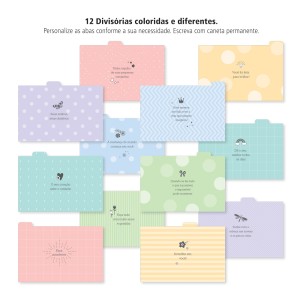 FICHÁRIO DE MESA C/ 12 DIV. FRASES COLORIDAS FINA IDEIA