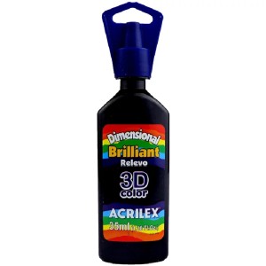 TINTA DIMENSIONAL BRILHANTE RELEVO 3D PRETO 520 ACRILEX
