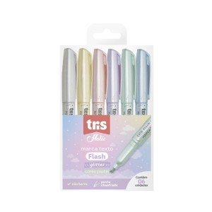MARCA TEXTO FLASH GLITTER PASTEL DREAMY C/6 TRIS