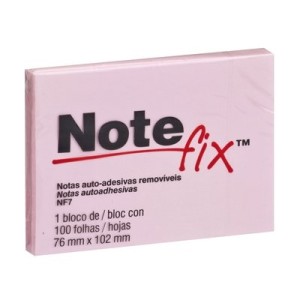 BLOCO ADESIVO NOTEFIX  ROSA 100 FLS 76X102MM 3M