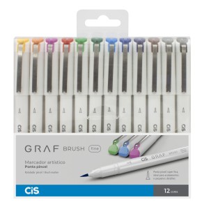 CANETA MARCADOR GRAF BRUSH FINE 12 CORES CIS