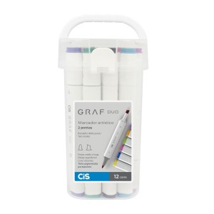 CANETA MARCADOR GRAF DUO 12 CORES CIS