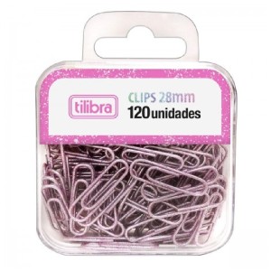CLIPS 28MM GLITTER PINK 120UNID TILIBRA
