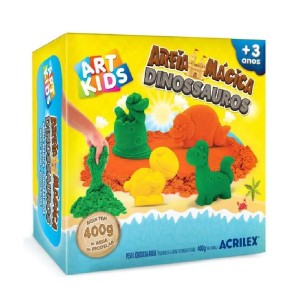 KIT DE AREIA MÁGICA DINOSSAUROS 400G ACRILEX