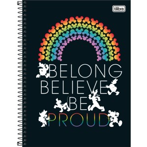 CADERNO ESPIRAL CD UNIV 10M MICKEY RAINBOW 160 FLS TILIBRA
