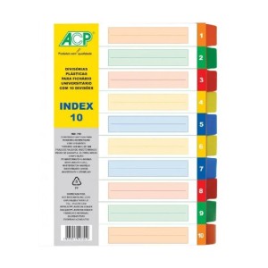 DIVISÓRIA P/ FICHÁRIO UNIVERSITÁRIO INDEX 10 CORES ACP