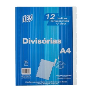 DIVISÓRIA PARA FICHÁRIO UNIVERSITÁRIO 12 UNID CRISTAL YES