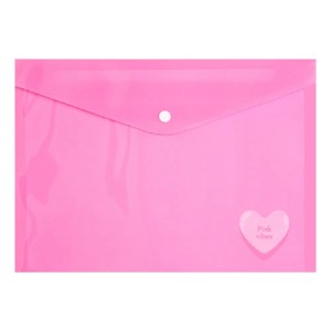 PASTA PLÁSTICA ENVELOPE PINK VIBES ROSA LEOARTE