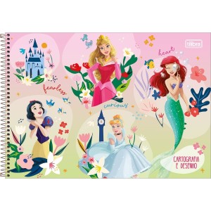 CADERNO ESP CARTOGRAFIA E DESENHO PRINCESAS 80 FLS TILIBRA