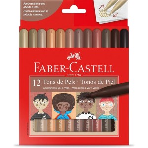 CANETINHA VAI E VEM 12 CORES TONS DE PELE FABER-CASTELL