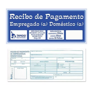 BLOCO RECIBO DE PAGAMENTO EMPREGADO DOMÉSTICO 50 FLS TAMOIO