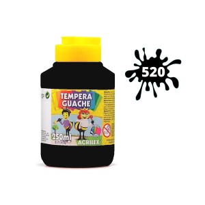 TINTA GUACHE 250ML PRETO 520 ACRILEX
