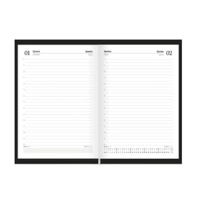 AGENDA COSTURADA COMPACTA PRETA FORONI