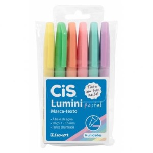 ESTOJO MARCA TEXTO LUMINI PASTEL C/ 6 CORES CIS