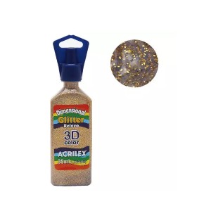 TINTA DIMENSIONAL GLITTER RELEVO 3D OURO 201 ACRILEX