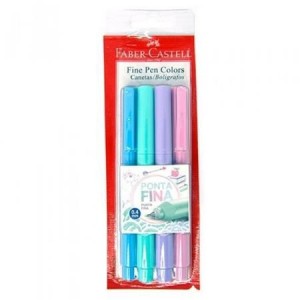 CANETA FINE PEN 0.4 TONS PASTEIS 4 CORES FABER-CASTELL