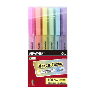 MARCA TEXTO OFFICE PASTEL 6 CORES NEWPEN