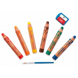 LÁPIS DE COR MEGA SOFT COLOR JUMBO 4 EM 1 + APONTADOR TRIS